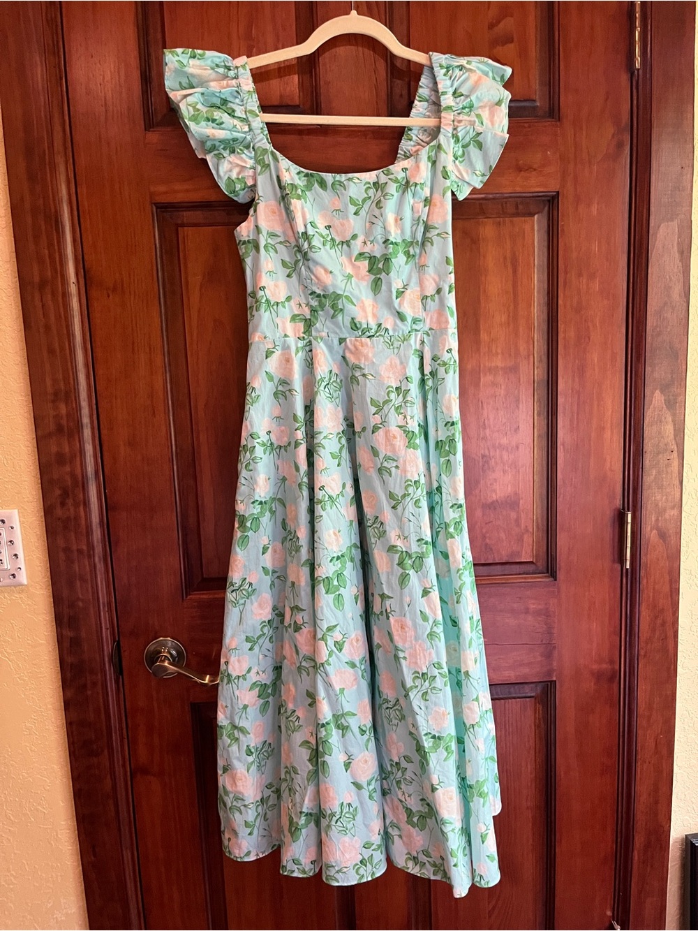 Hill House Home Daphne Smocked Back Blue Roses Midi Dress